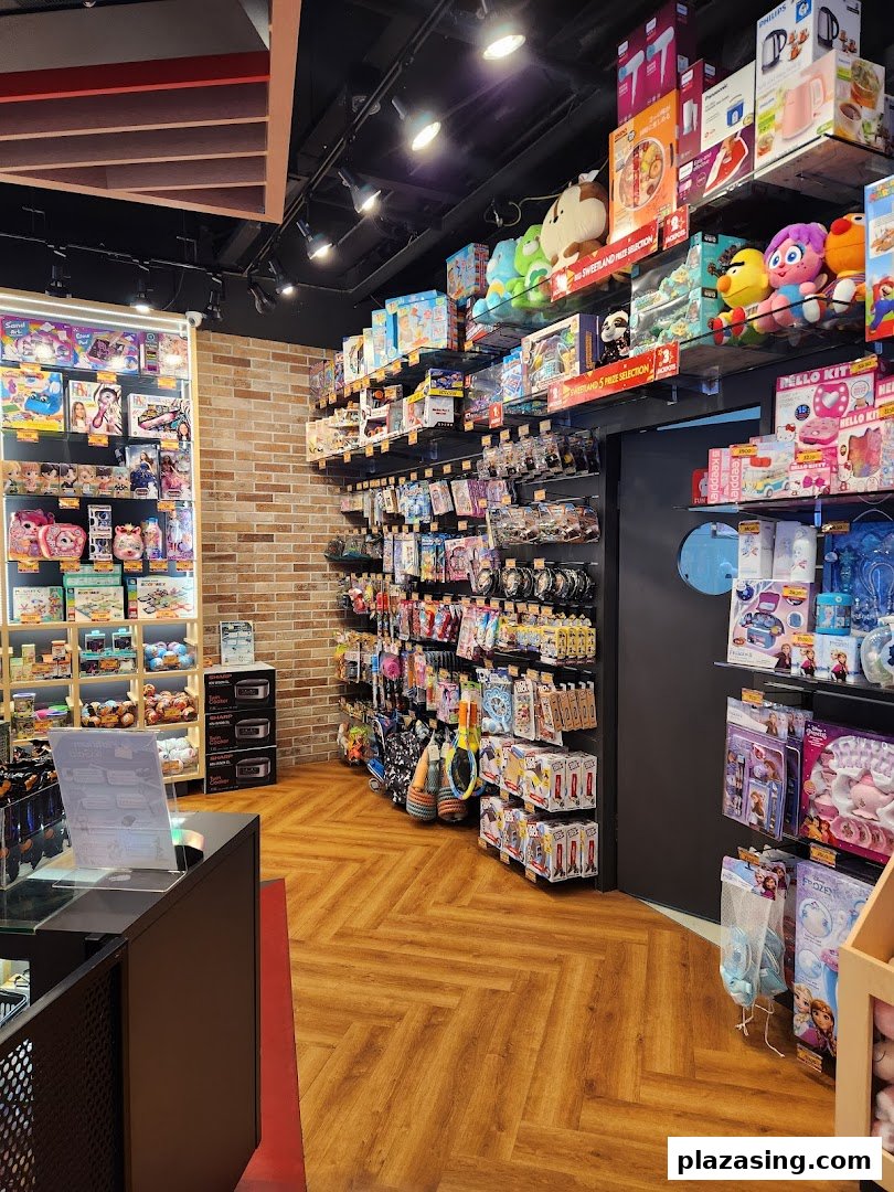 An interior view of Timezone's prize shop, showcasing a wide array of toys and merchandise.