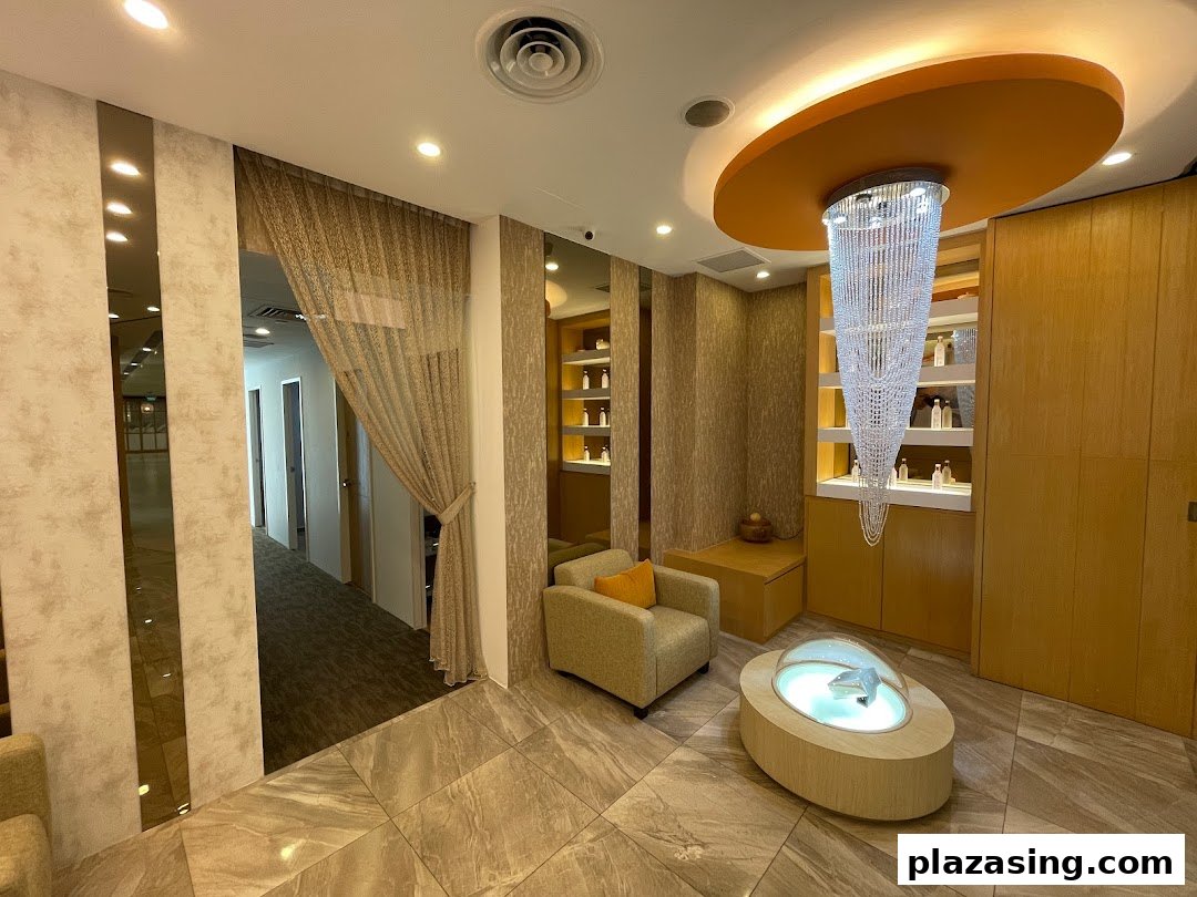 An elegant interior of True Harmony, featuring a luxurious chandelier, comfortable seating, and a serene ambiance.
