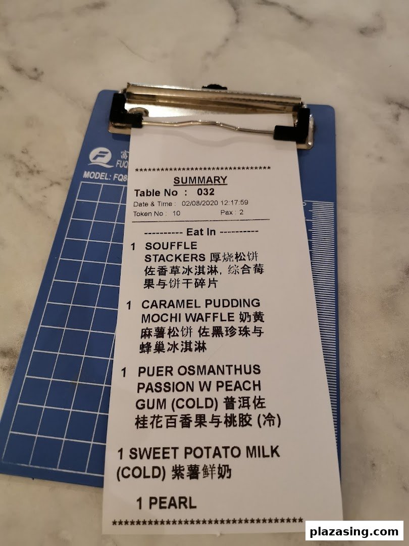 A detailed order summary from Typhoon Cafe, showcasing various desserts and beverages.