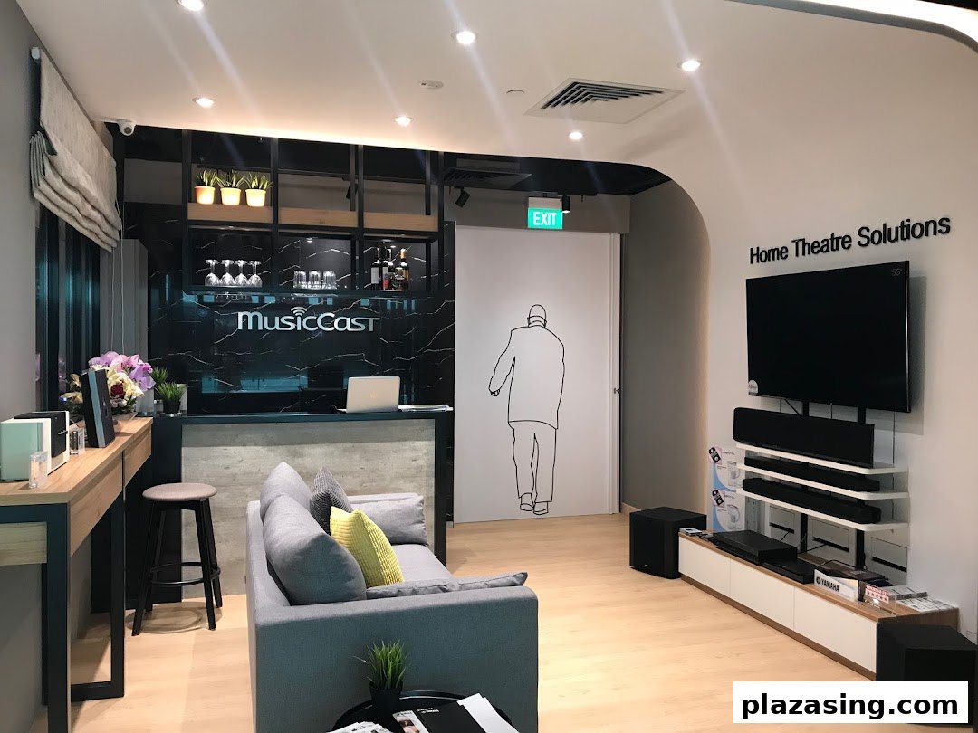 An inviting interior of Yamaha AV Experience Studio showcasing home theatre solutions and MusicCast products.