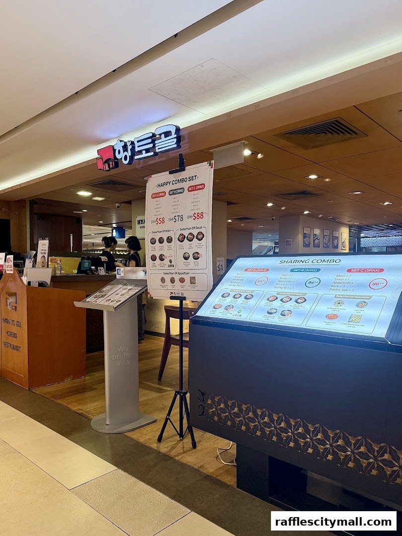 Hyang-to-gol Korean Restaurant Raffles City with a happy combo set menu displayed.