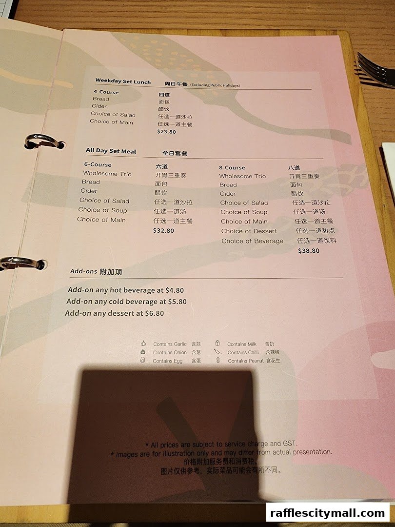 A menu from Sufood featuring set meals and add-on options with prices.