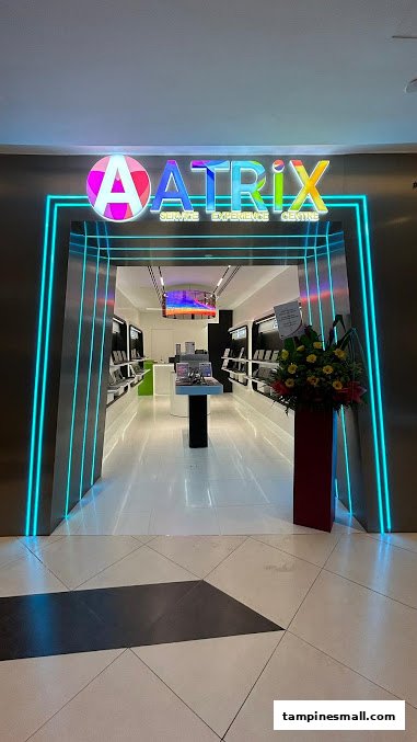 The brightly lit entrance of the ATRiX Official Store, showcasing its modern interior and service experience.