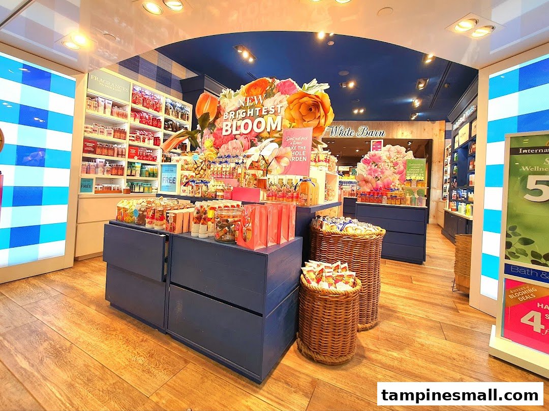 Vibrant interior of Bath & Body Works showcasing an array of fragrances, body care, and home products.