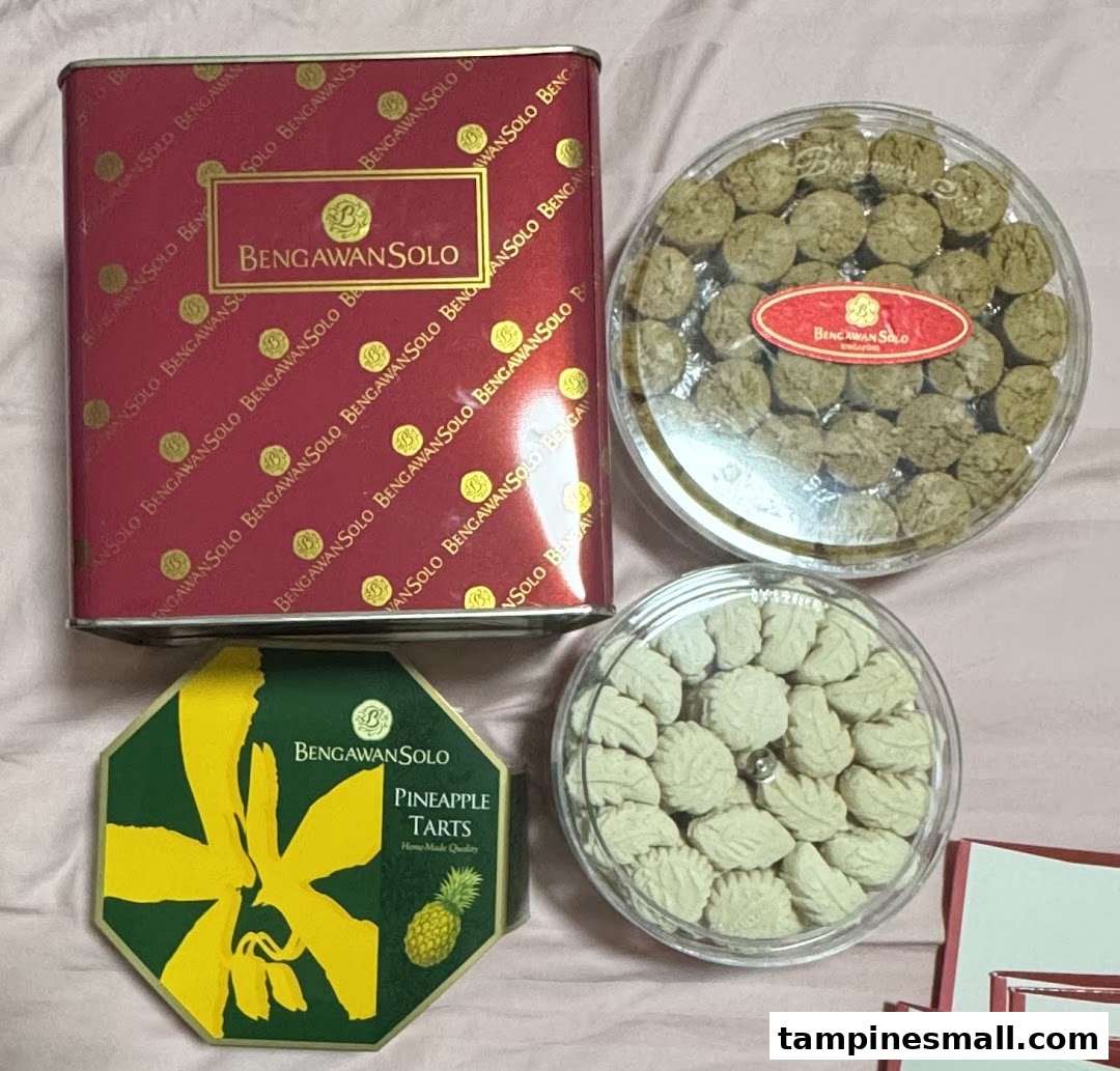 A collection of packaged cookies and pineapple tarts from Bengawan Solo, showcasing their delicious offerings.