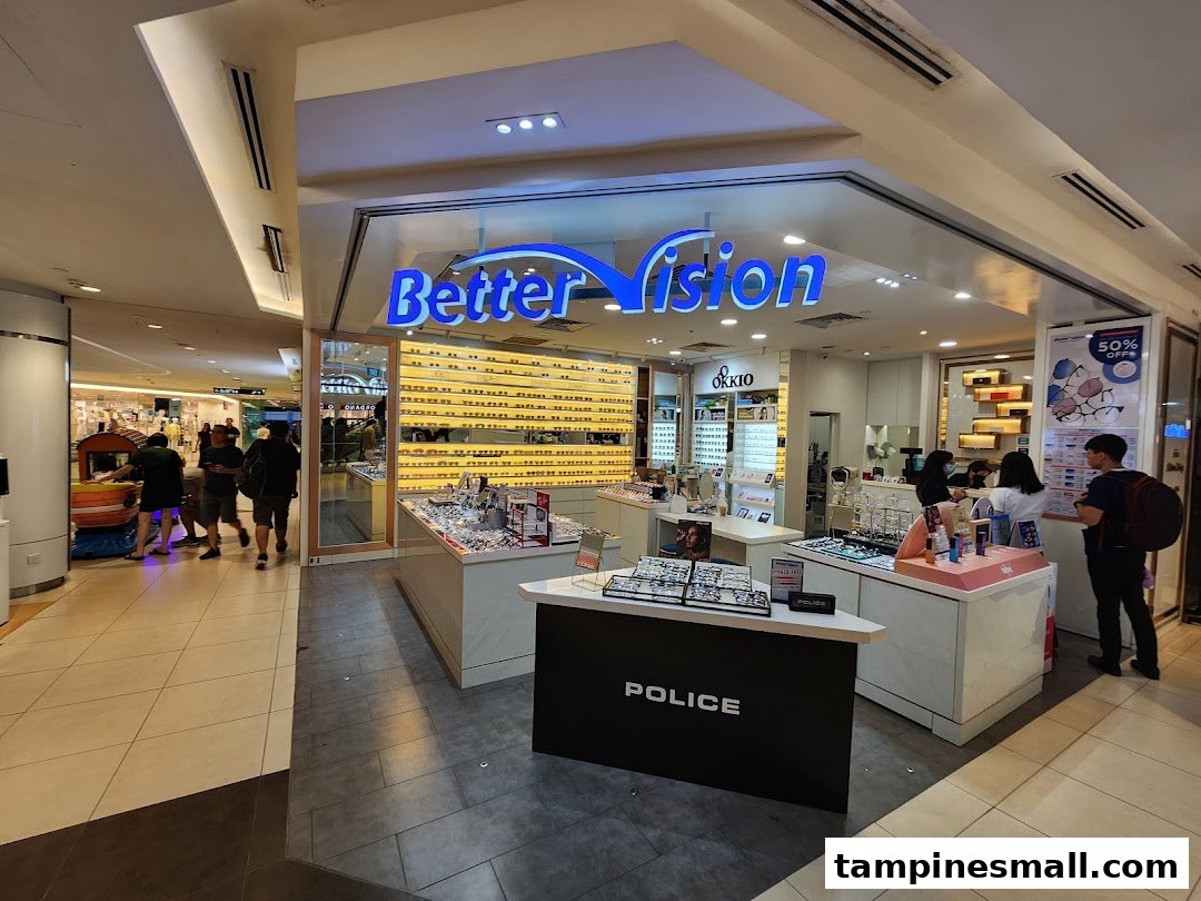 The Better Vision optical shop entrance, showcasing a wide array of eyewear and inviting customers inside.
