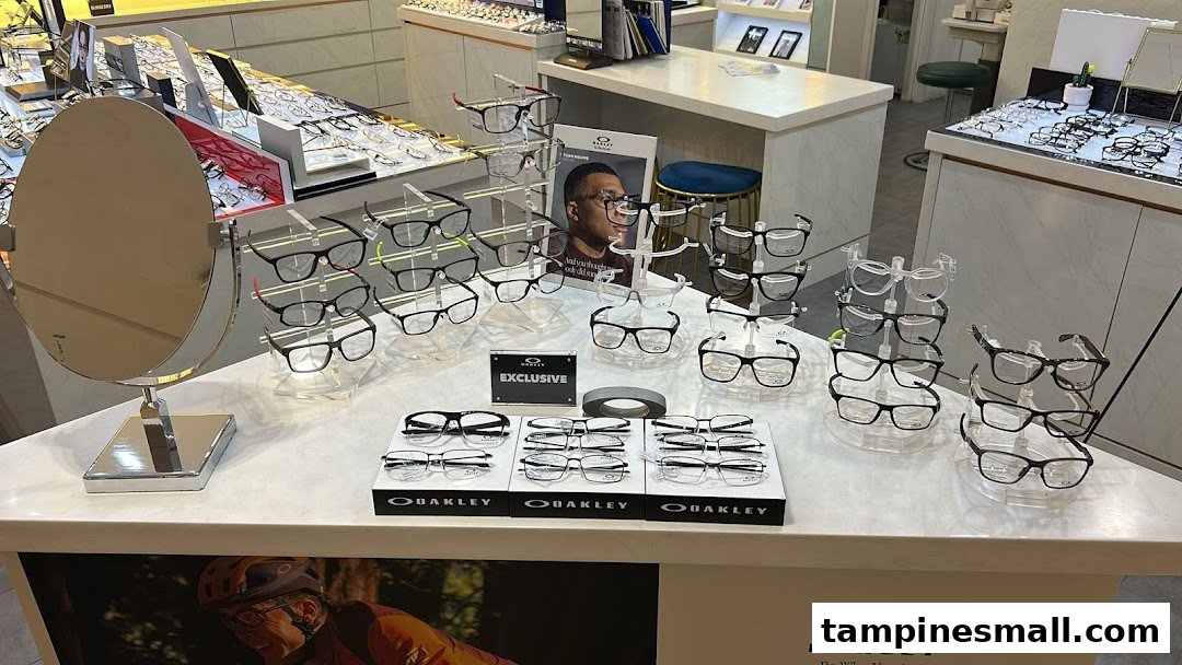 An interior view of Better Vision showcasing a wide selection of eyeglasses, including Oakley frames, on display.
