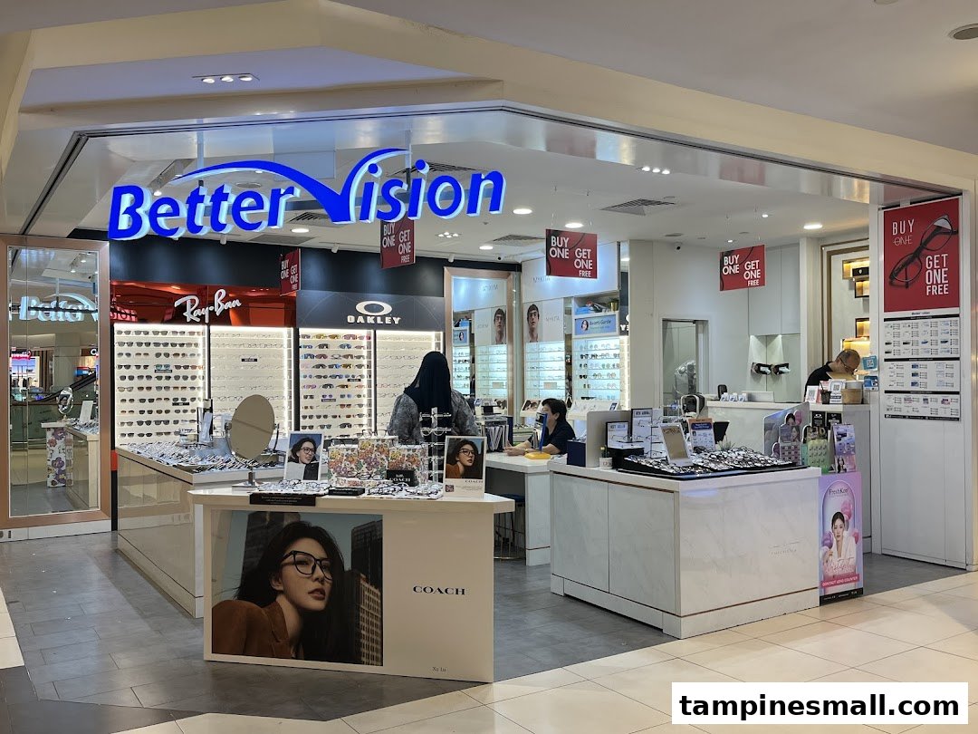 The shopfront of Better Vision optical store, showcasing eyewear displays and 'Buy One Get One Free' promotions.