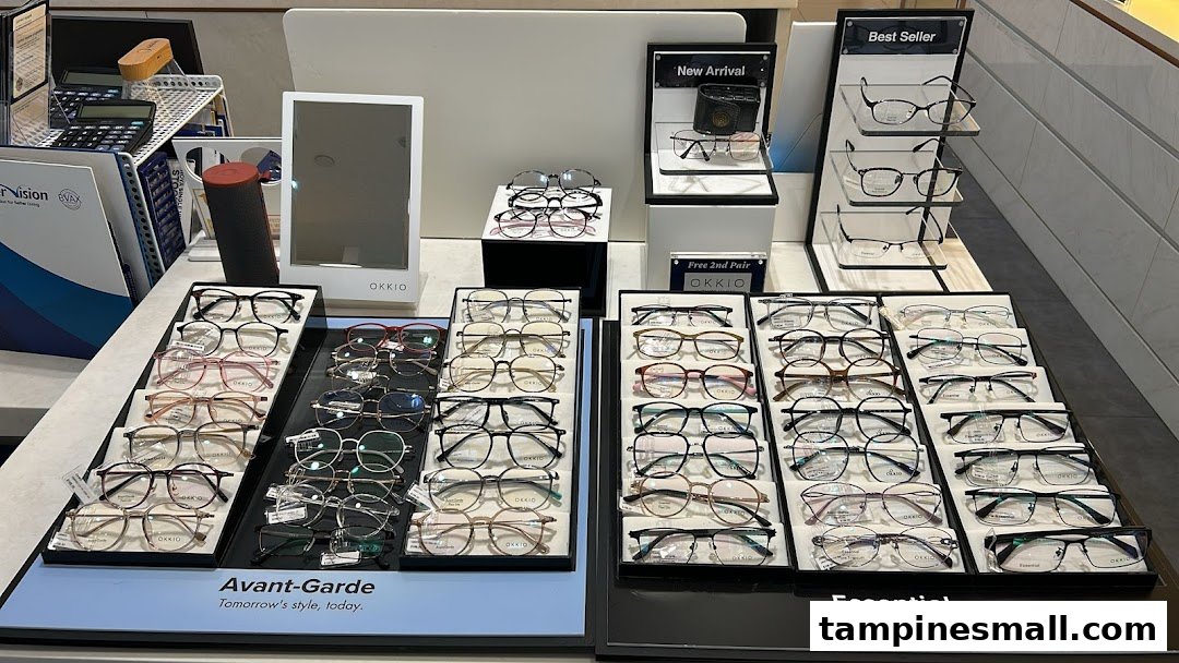 A display counter showcasing a wide variety of eyeglasses and frames at Better Vision.