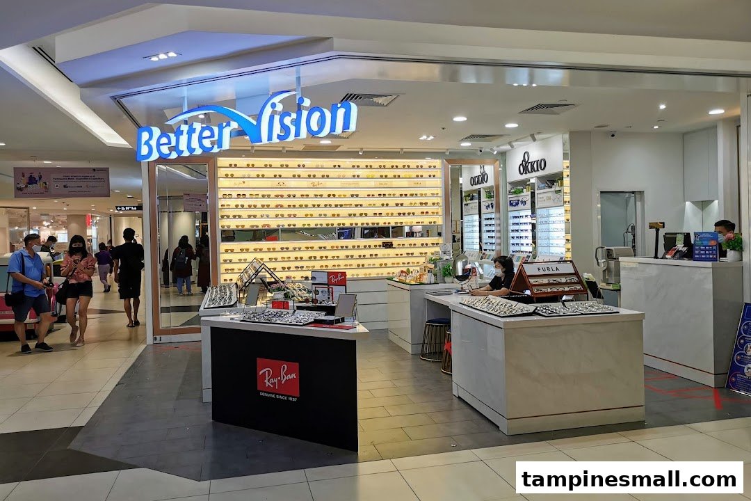 The Better Vision optical shop entrance features extensive eyewear displays and a welcoming counter area.