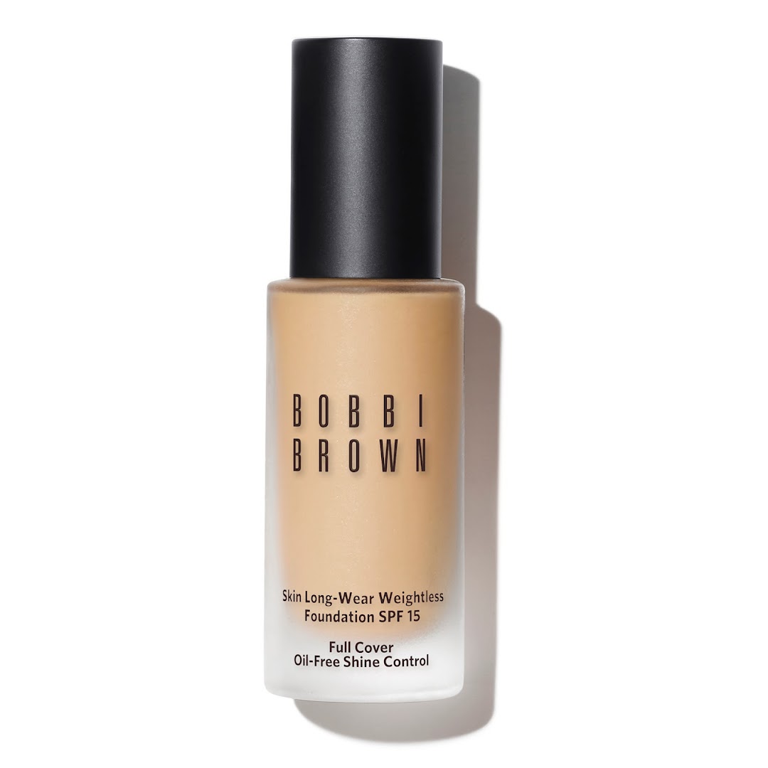 A Bobbi Brown Skin Long-Wear Weightless Foundation SPF 15 bottle on a white background.