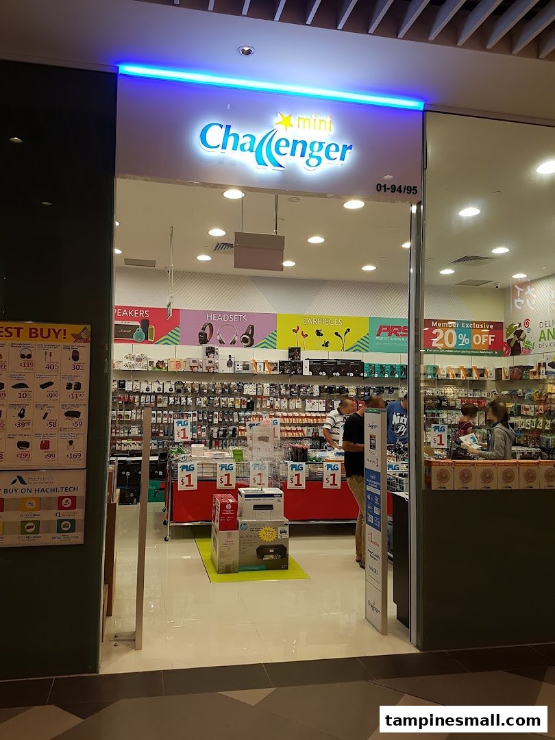 The storefront of mini Challenger, an electronics and gadget store, showcasing various products and offers.