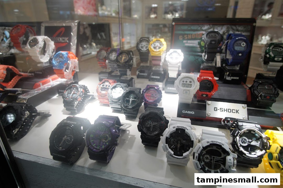 A vibrant display of diverse G-Shock watches in various colors and styles at City Chain.