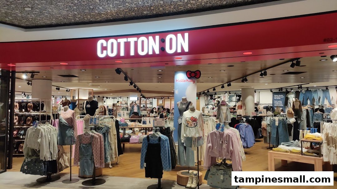 The vibrant entrance of Cotton On Tampines, showcasing a wide array of trendy apparel and accessories.