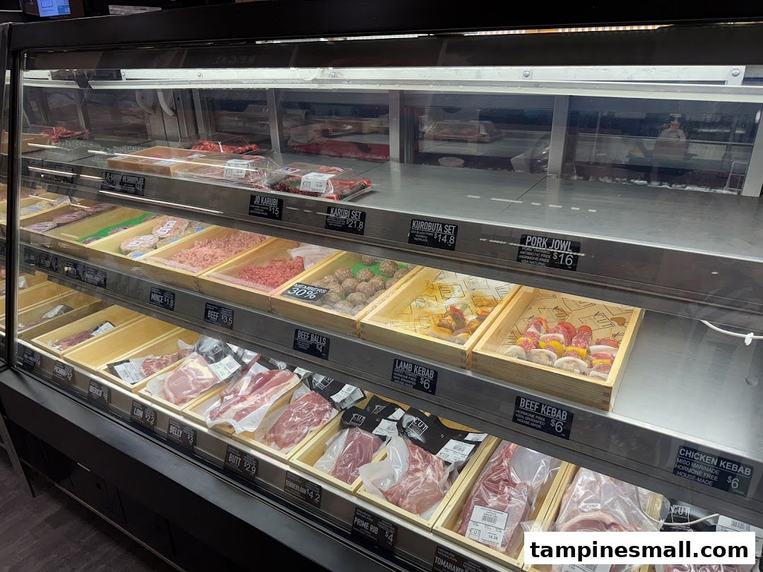 A well-stocked refrigerated display case at Cut Butchery, featuring various fresh meat cuts and prepared items.