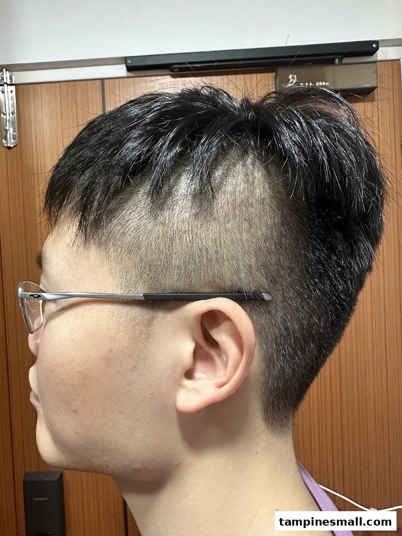 Side profile of a person showcasing a fresh haircut with a stylish faded undercut.