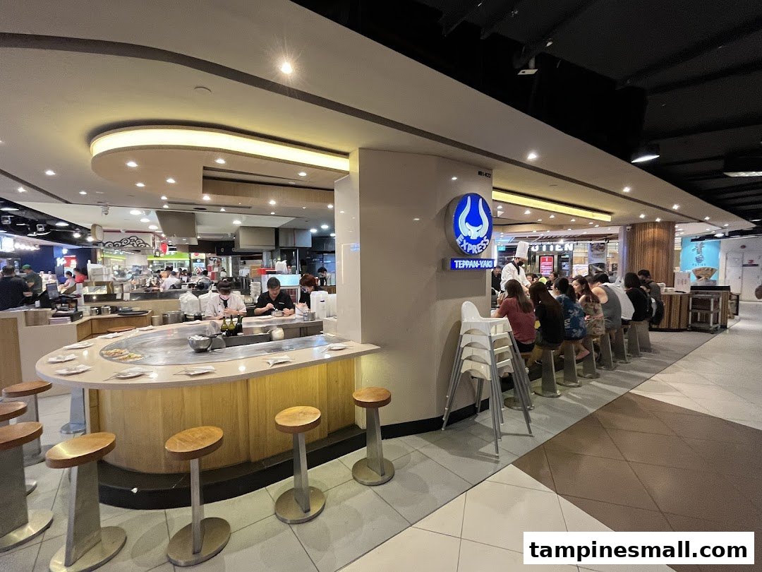 Diners enjoy fresh teppanyaki prepared by skilled chefs at Express Teppan-Yaki Tampines Mall.