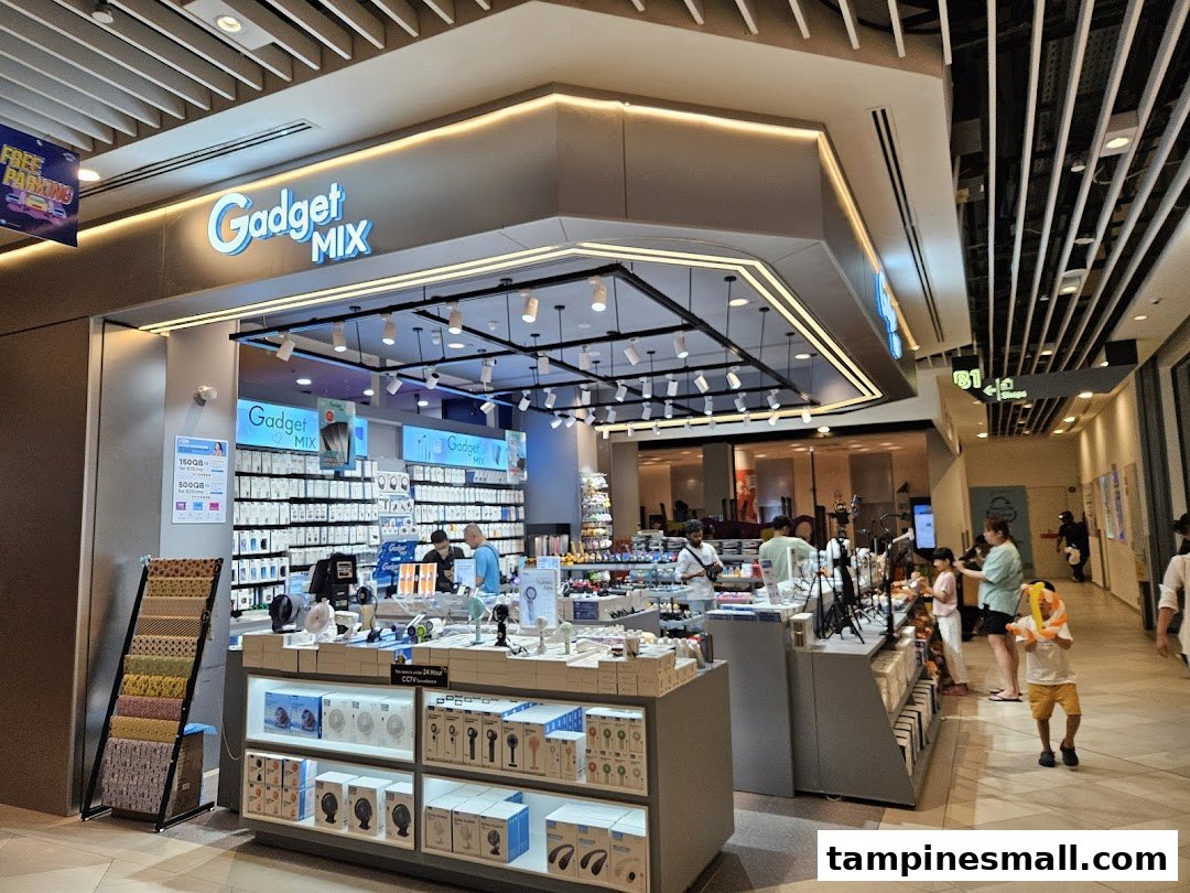The storefront of Gadget Mix, showcasing a wide array of electronic gadgets and accessories.