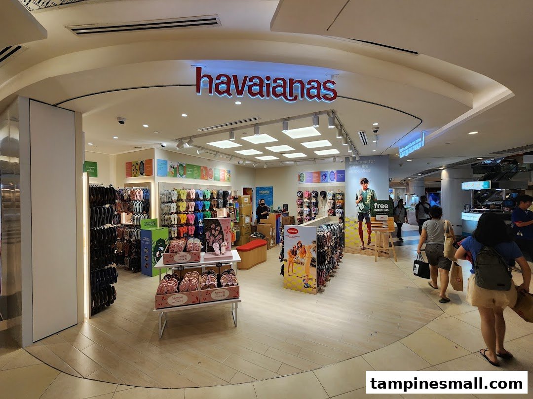 The vibrant entrance of Havaianas store, showcasing a wide array of colorful flip-flops and footwear.