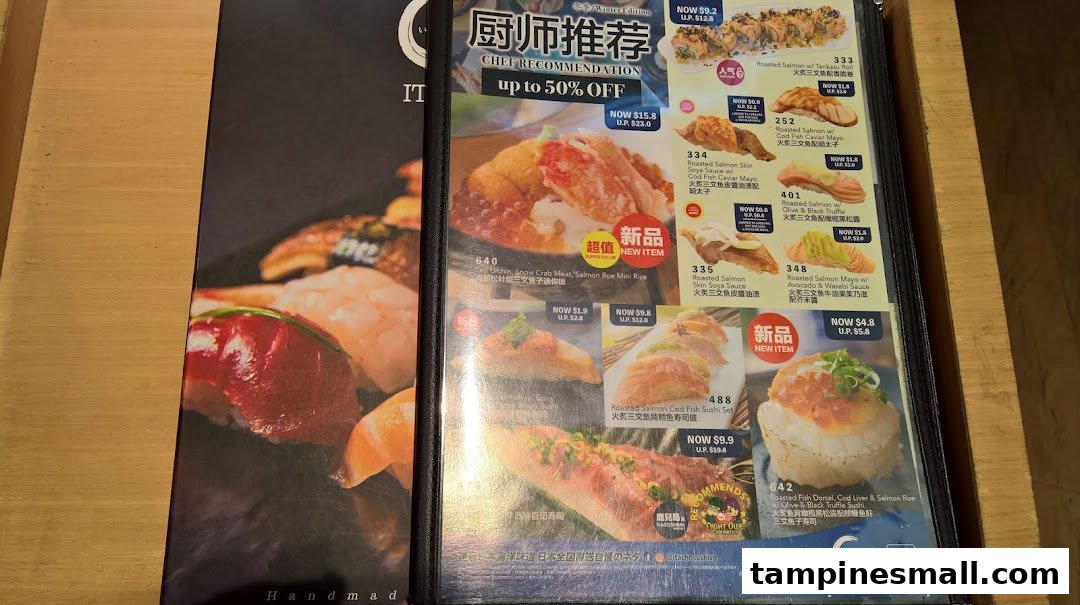 A detailed view of Itacho Sushi's Chef Recommendation menu, featuring various sushi and sashimi dishes.