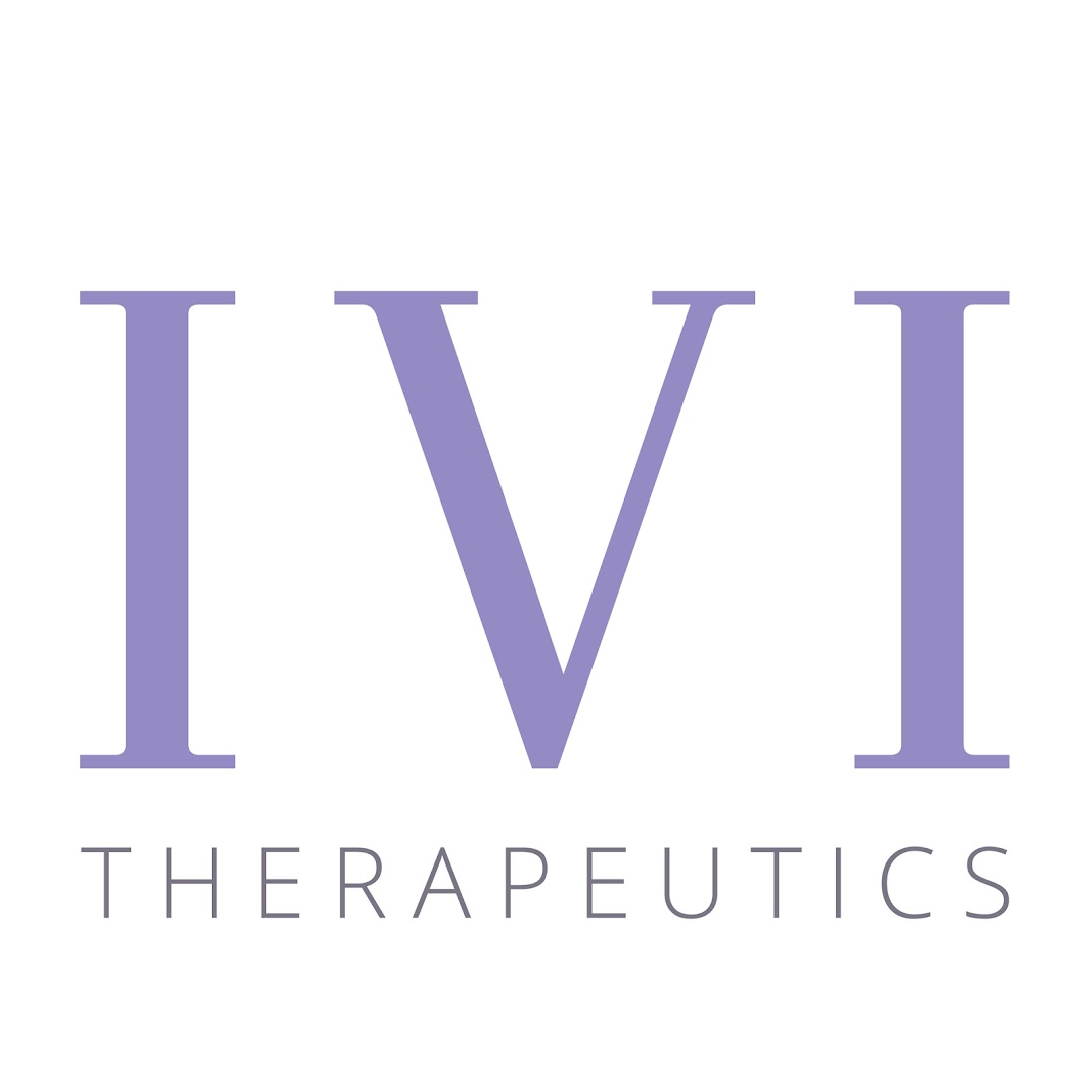 The image displays the purple and grey logo for IVI Therapeutics.