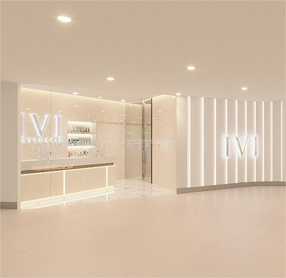 The bright, modern entrance of IVI Therapeutics, featuring a sleek reception and illuminated signage.