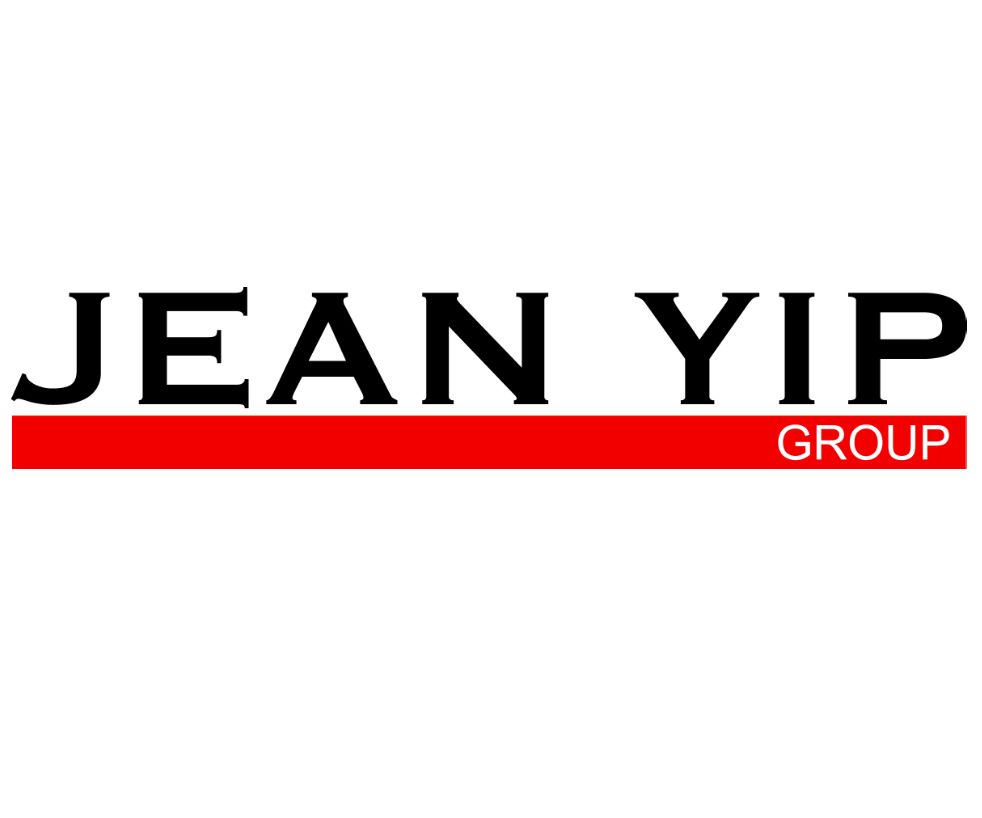 The Jean Yip Group logo featuring black text on a white background with a red bar.