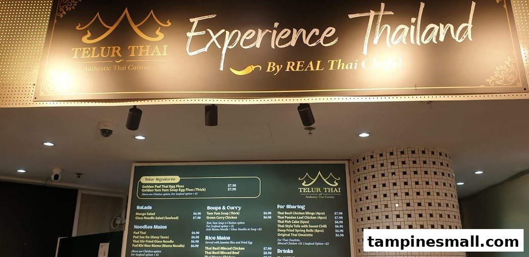 A menu board for Telur Thai, showcasing a variety of authentic Thai dishes and prices.