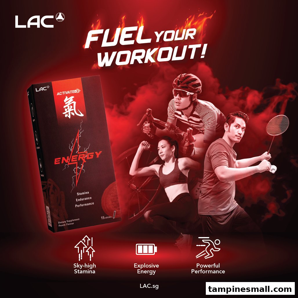 LAC Activated Energy supplement box with athletes, promoting stamina, endurance, and performance for workouts.