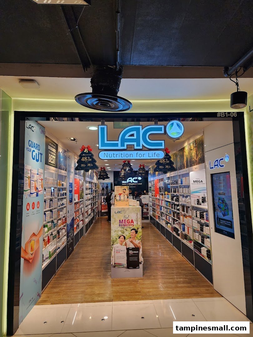 The storefront of LAC Nutrition for Life, showcasing a wide range of health and wellness products.