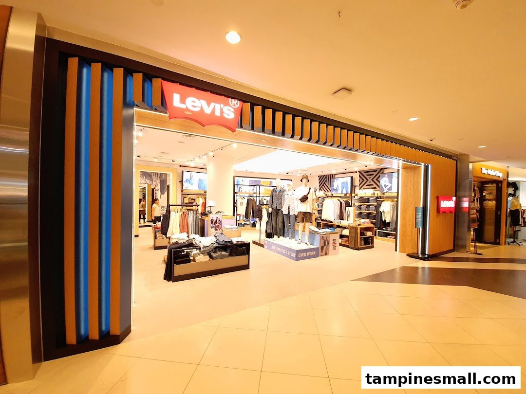 The image captures the inviting shop front of Levi's, showcasing its iconic logo and a glimpse of the stylish interior.