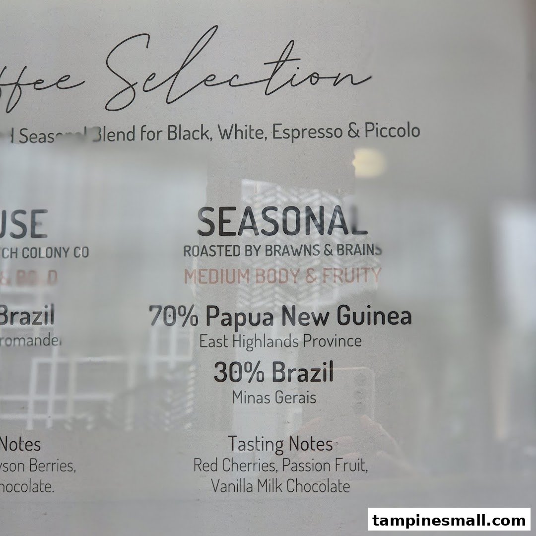A detailed display board showcasing Lolas' coffee selection, including seasonal blends and tasting notes.