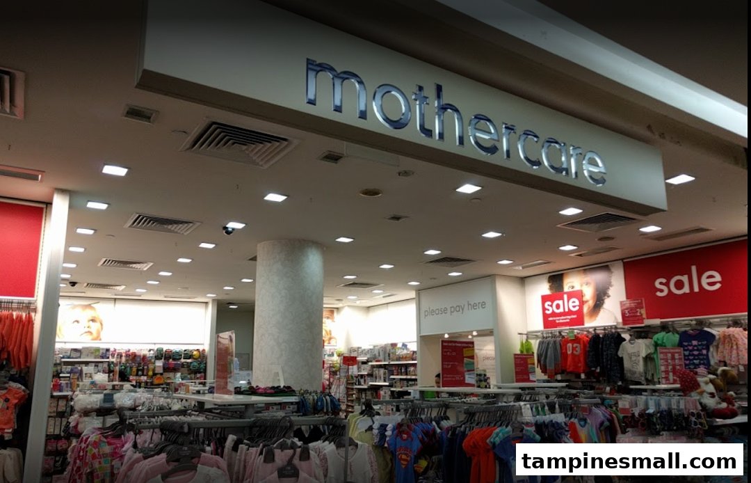 Interior view of Mothercare, showcasing baby and children's apparel, accessories, and prominent 'sale' signage.