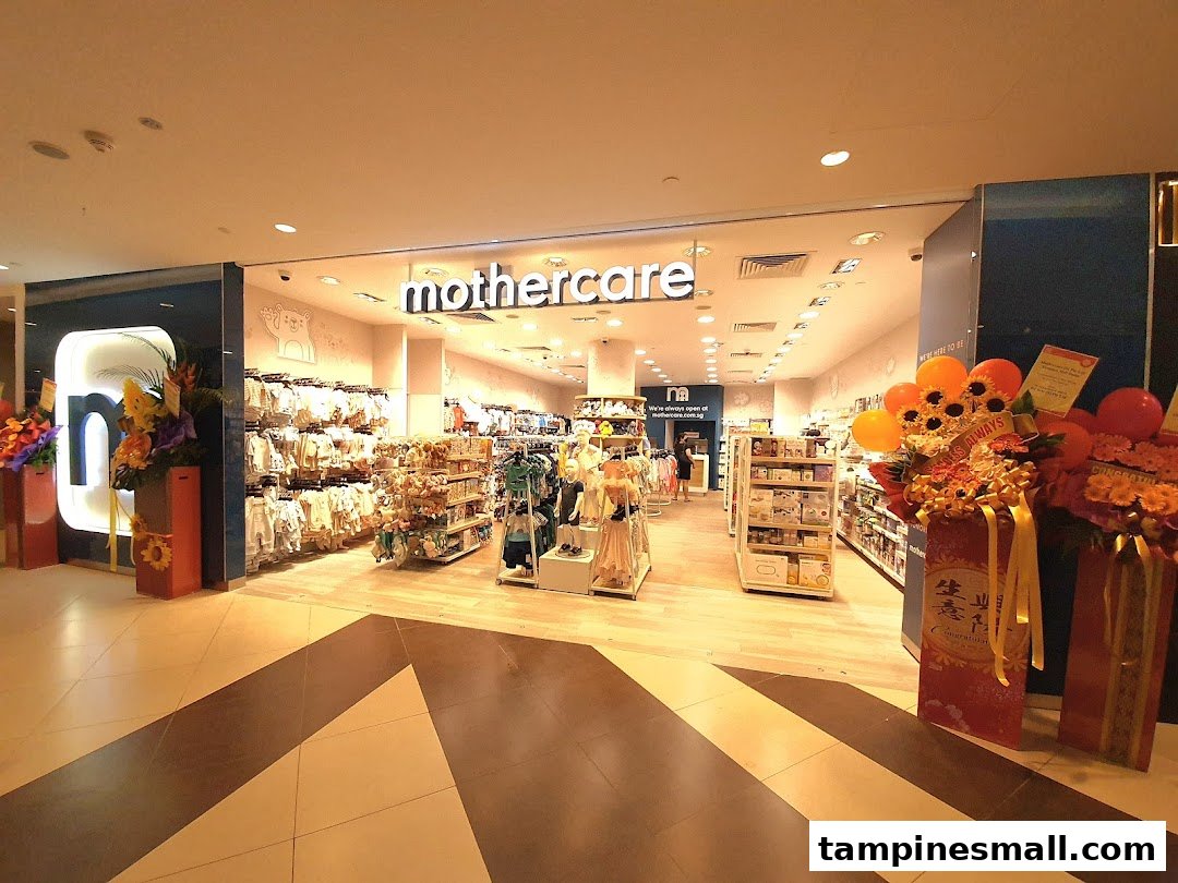 The Mothercare shop entrance at Tampines Mall, showcasing a wide range of baby and maternity products.