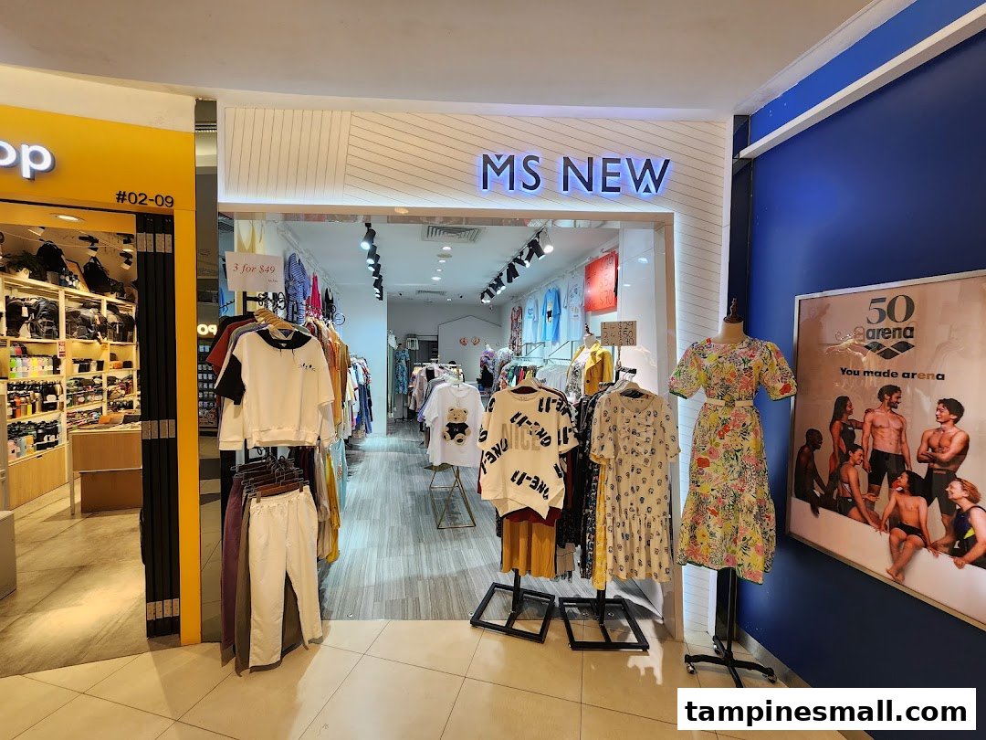 The vibrant storefront of Ms New, showcasing trendy apparel and a '3 for $49' promotion.