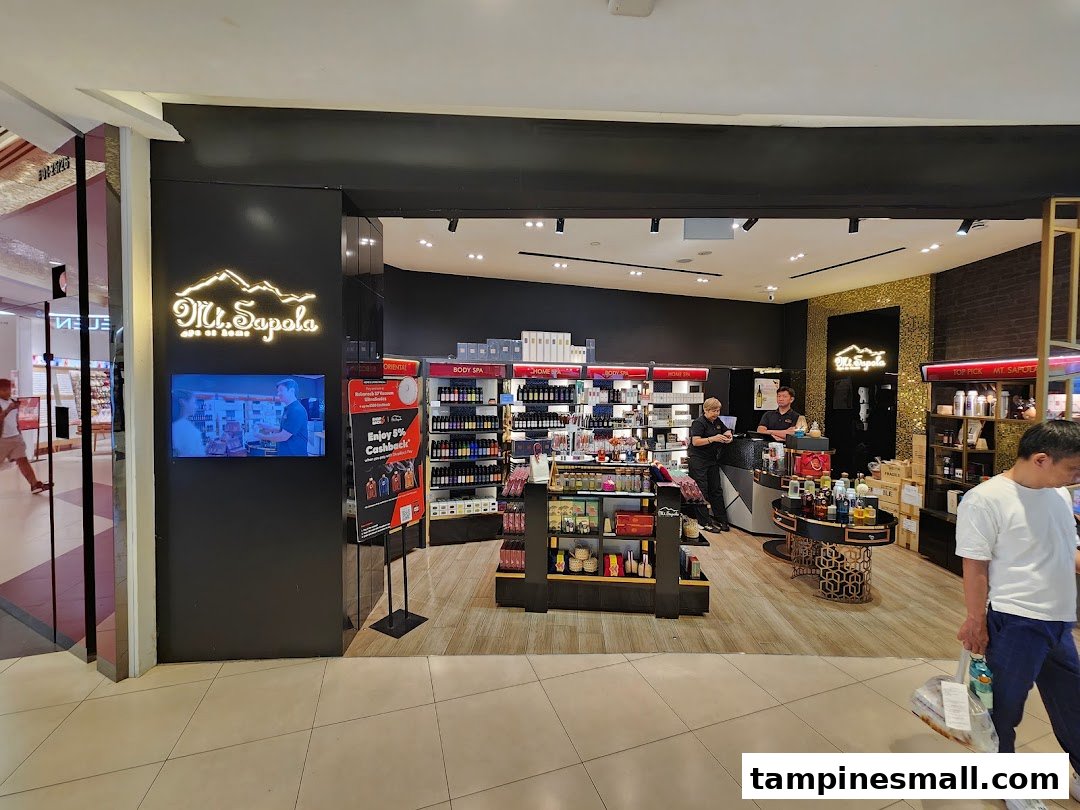 The inviting entrance of Mt.Sapola Singapore, showcasing natural body care and home fragrance products.