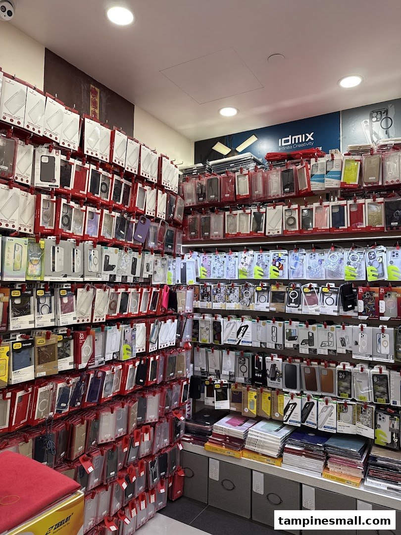 Interior view of a retail shop showcasing a vast collection of phone cases and mobile accessories on display.