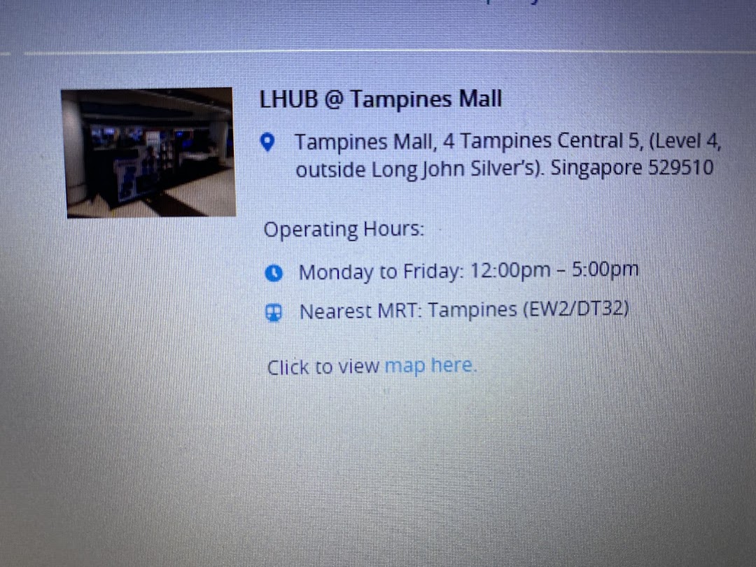 A small image of NTUC LearningHub with its location and operating hours details.