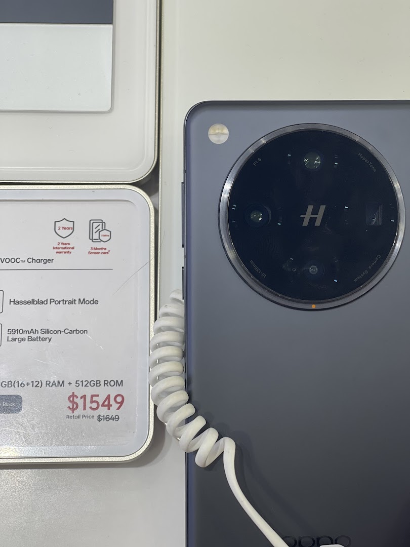 Close-up of an OPPO smartphone display, showcasing features, specifications, and pricing.