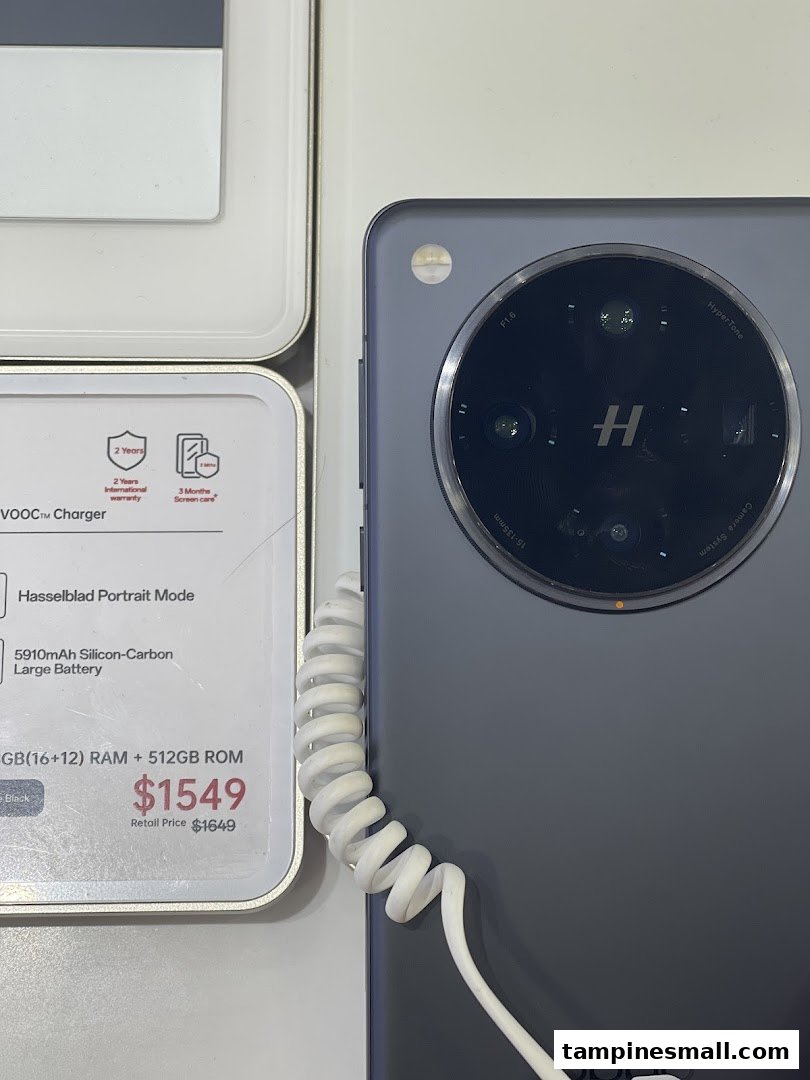Close-up of an OPPO smartphone display, showcasing features, specifications, and pricing.