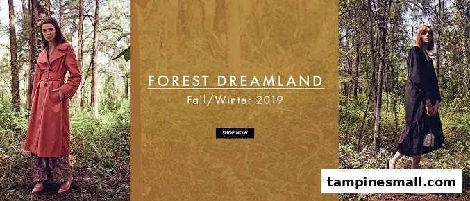Two models showcase PAZZION's Fall/Winter 2019 'Forest Dreamland' collection in a natural setting.