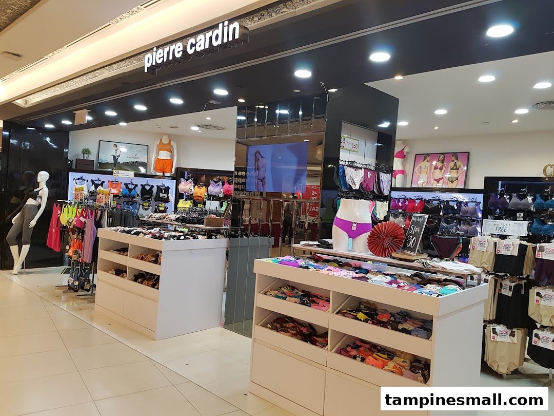 Interior view of Pierre Cardin Lingerie showcasing a wide range of undergarments and activewear.