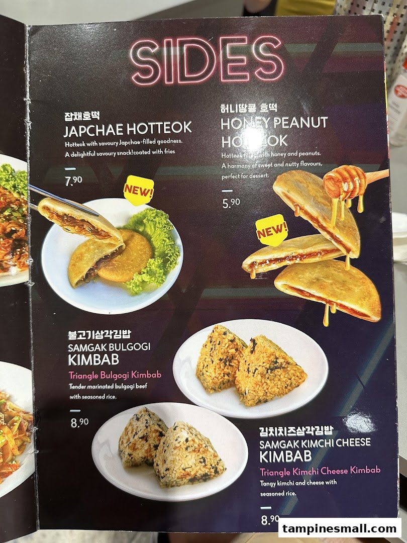 A menu page from POCHA! Korean Street Dining featuring various Korean side dishes and snacks.