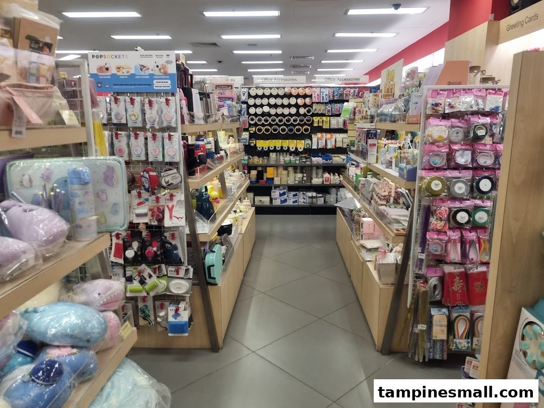 Interior view of POPULAR Bookstore, featuring aisles stocked with books, stationery, and accessories.