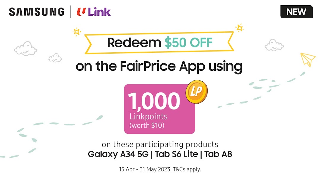 A promotional graphic for Samsung offering $50 off and Linkpoints on select Galaxy devices.
