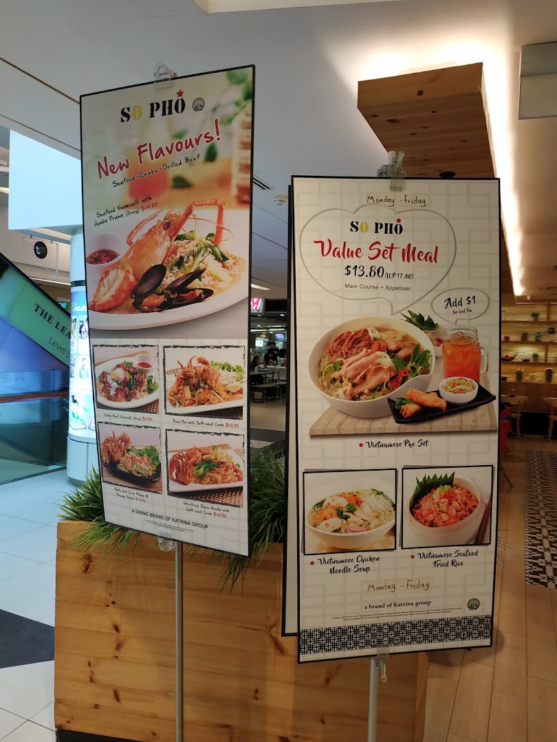 Two promotional banners for So Pho, showcasing new Vietnamese dishes and a value set meal.