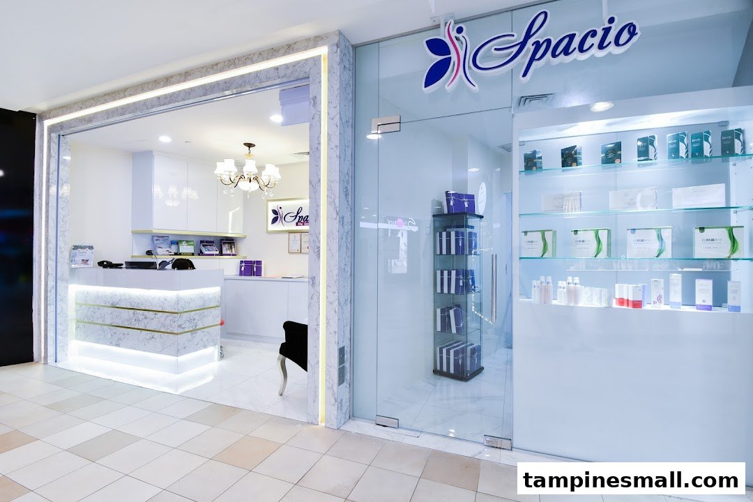 The bright, modern shop front of Spacio TCM Wellness with a reception area and product display.