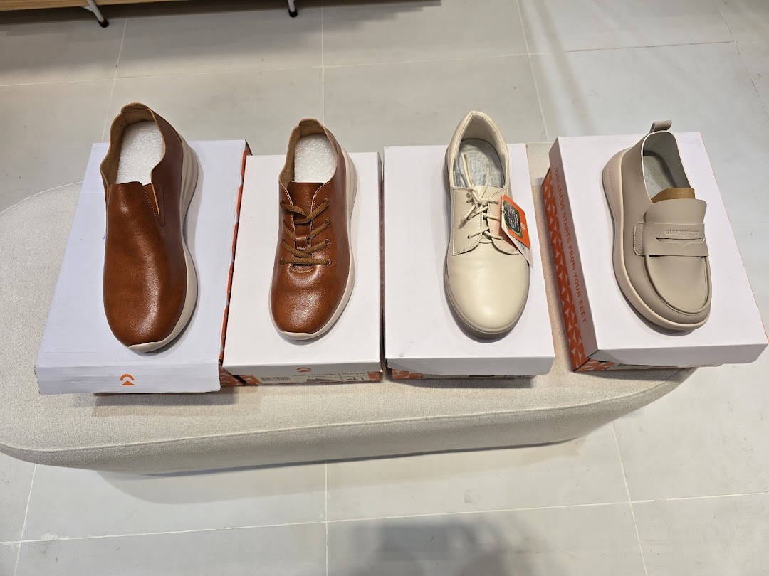Four pairs of Sunnystep shoes in various styles and colors displayed on their boxes.