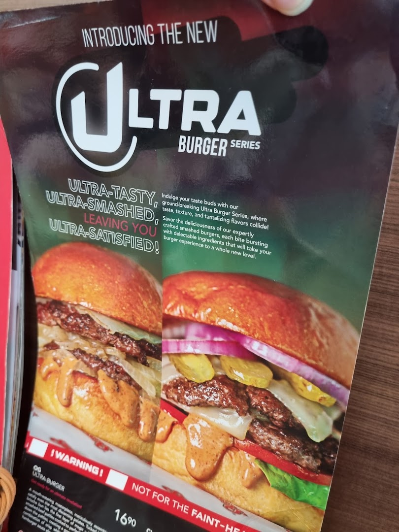 A menu page from Swensen's showcasing the new Ultra Burger Series with enticing visuals and descriptions.