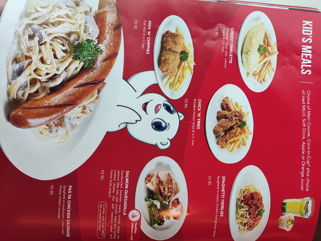 A vibrant menu page from Swensen's showcasing their 'Kid's Meals' with various dishes and prices.